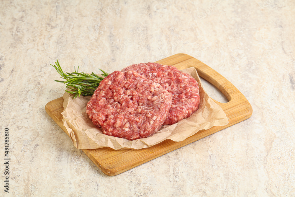 Raw beef burger cutlet for grill Raw beef burger cutlet for grill