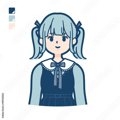ゴスロリ衣装を着た若い女性のバストアップカット
