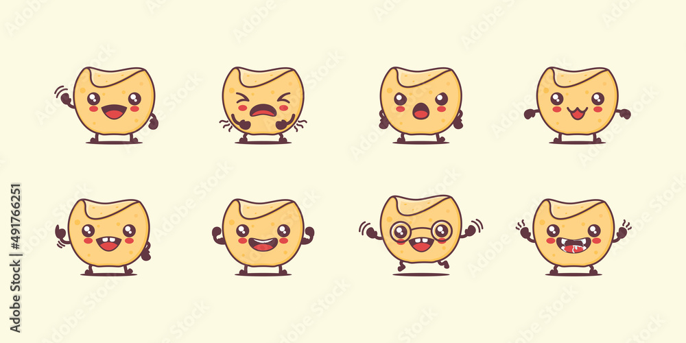 Tortilla cartoon. mexican food vector illustration. with different faces and expressions Tortilla cartoon. mexican food vector illustration. with different faces and expressions