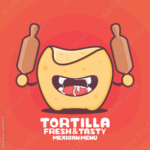Tortilla cartoon. mexican food vector illustration