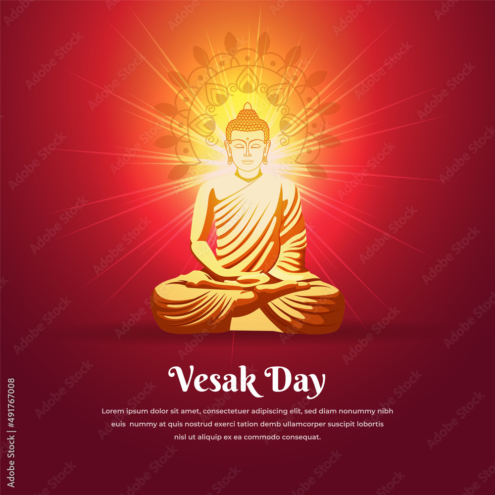 Celebration Vesak Day background with shinny Lord Buddha silhouette and floral ornament vector. Celebration Vesak Day background with shinny Lord Buddha silhouette and floral ornament vector.