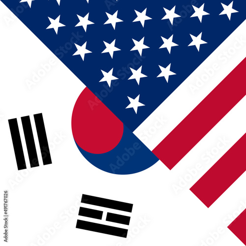 harmony icon of south korea and united states flags. vector illustration