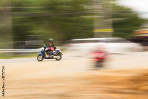 Motorcycling Panning on road In Thailand © prwstd