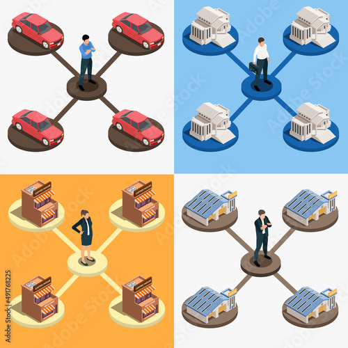 Franchise Isometric Icon Set