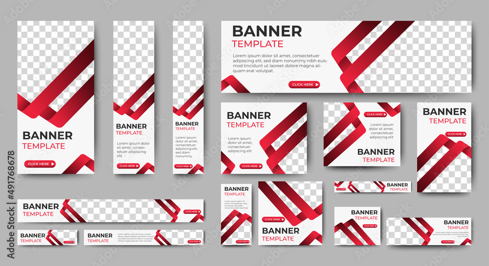 Modern banner design web template Set, Horizontal header web banner. Gradient Red and white cover header background for website. Social Media Cover ads banner, flyer, invitation card Modern banner design web template Set, Horizontal header web banner. Gradient Red and white cover header background for website. Social Media Cover ads banner, flyer, invitation card
