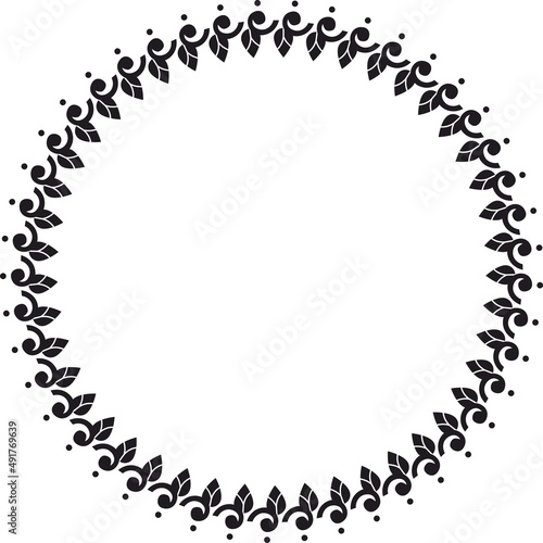 Round frame. Circle Ornamental decorative frame with floral element

