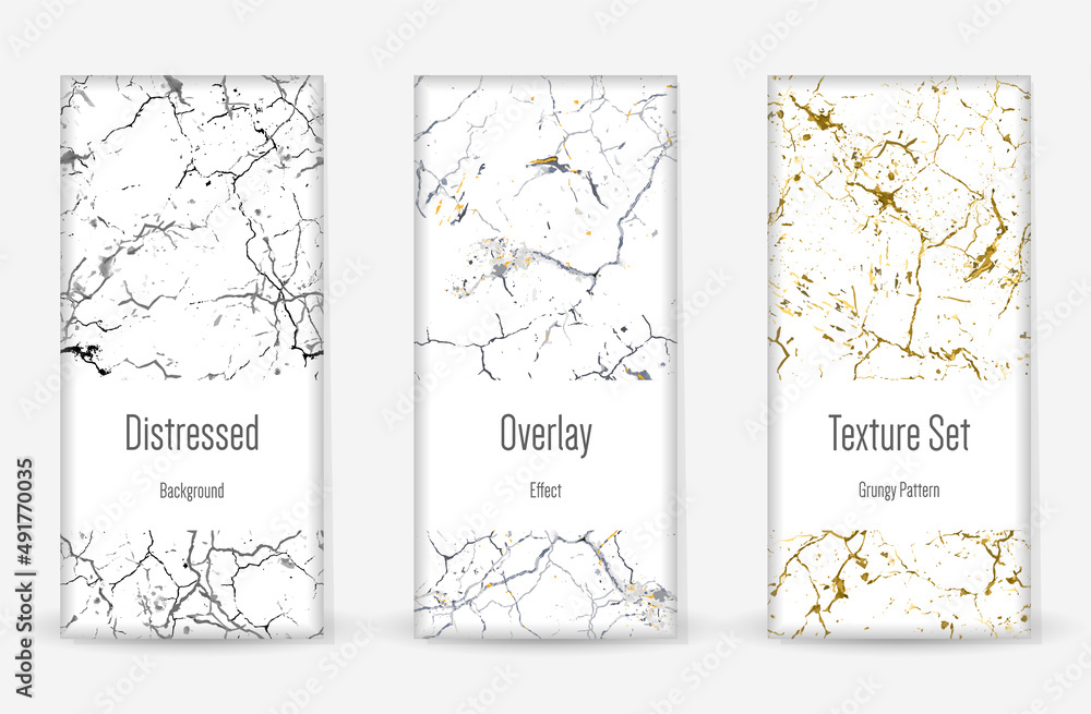 Fototapeta premium Distress Grunge Texture Set. Scratched Dirt Print.