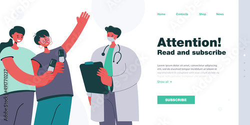 Happy female characters drinking wine next to doctor in mask. Women drinking alcohol in moderation flat vector illustration. Health, alcohol, medicine concept for website design or landing web page