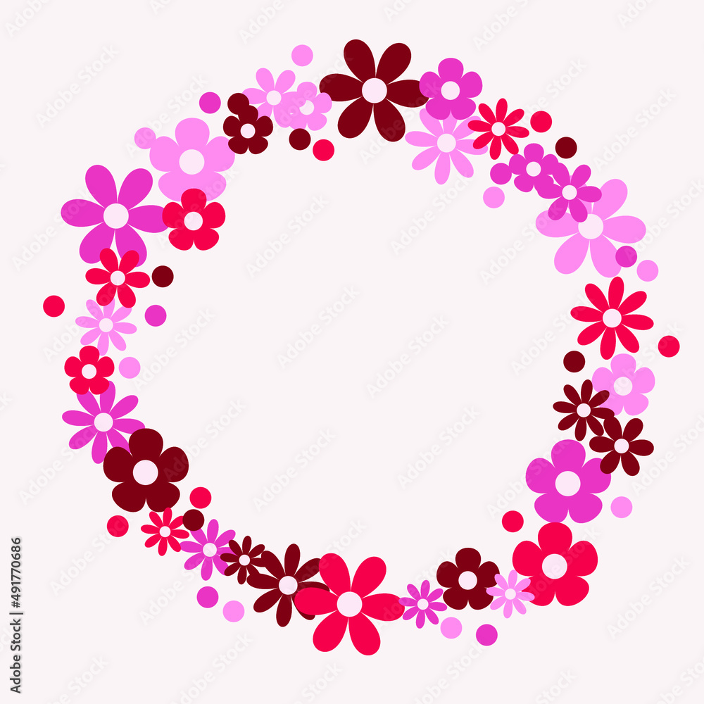 Pink flower wreath frame vector background for decoration on Valentine's day, wedding, garden and Beauty concept. Pink flower wreath frame vector background for decoration on Valentine's day, wedding, garden and Beauty concept.