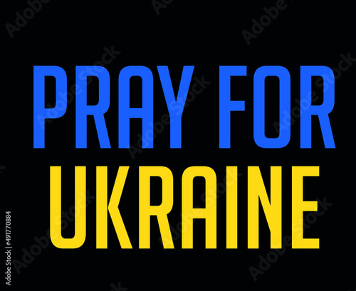 Pray For Ukraine Symbol Emblem Flag Abstract Vector Design in Black Background