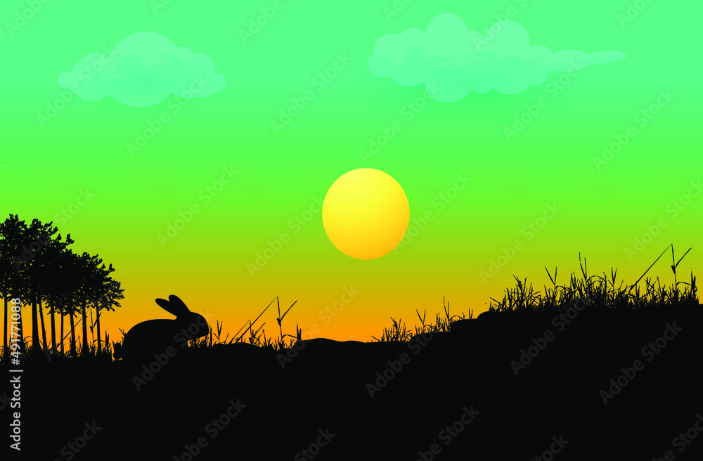 Silhouettes of wildlife in nature