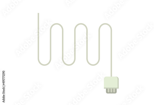 Cable connector wire adapter vector isolated or white electric connection charge cord for phone or computer flat cartoon illustration, closeup port plug link