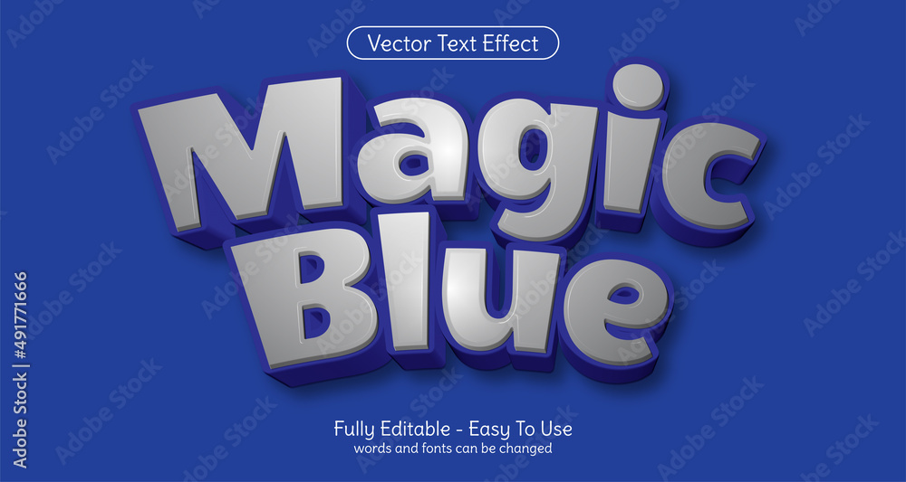 Magic blue 3d text editable style effect template