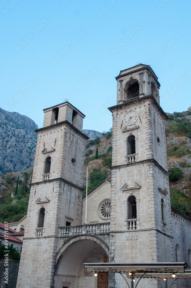 bell tower of the church in the mountains