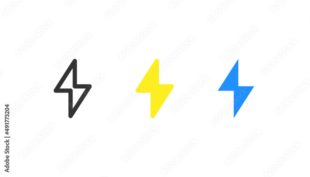 Lightning energy icons design graphic with line and solid sytle.