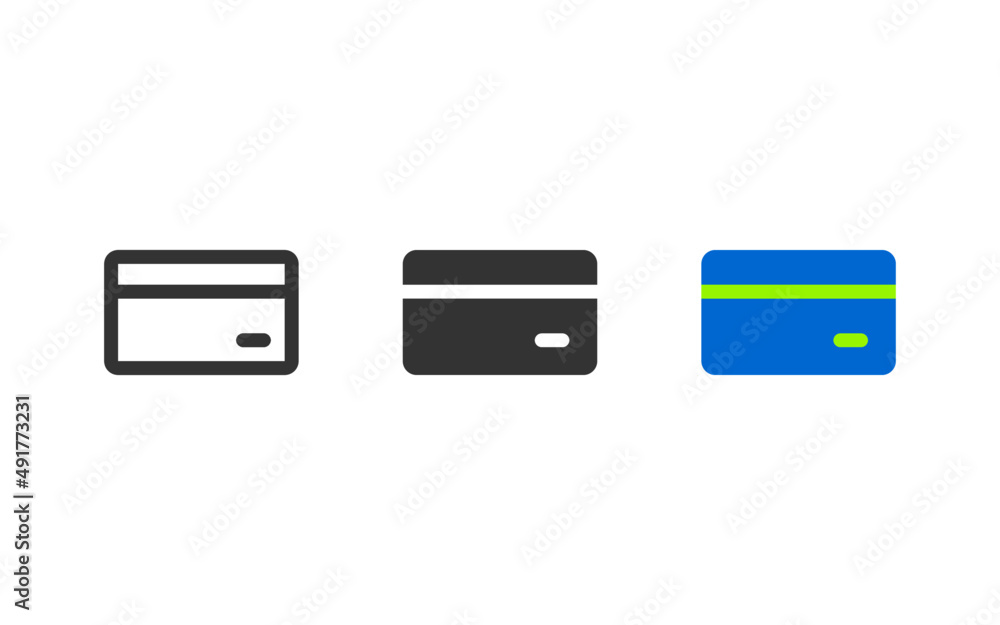 Credit card icons vector design graphic with line and solid sytle. Credit card icons vector design graphic with line and solid sytle.