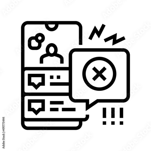 social media discrimination line icon vector. social media discrimination sign. isolated contour symbol black illustration