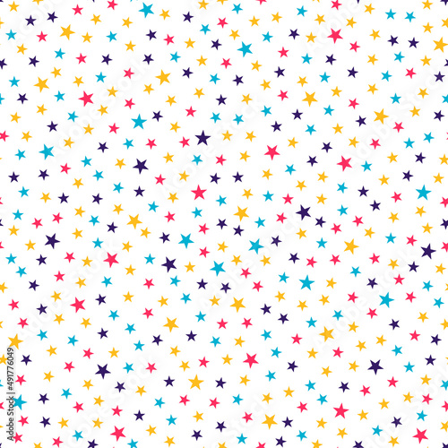 Fototapeta Naklejka Na Ścianę i Meble -  Colorful stars seamless pattern with white background.