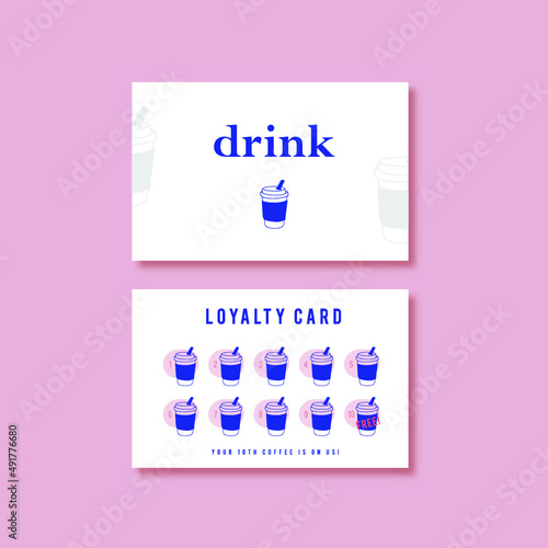Loyalty Card, Reward card coffee shop design template 