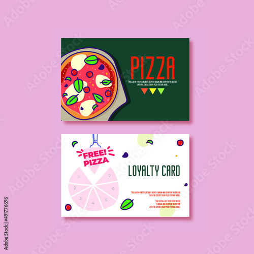 Loyalty Card, Reward card Pizza design template 