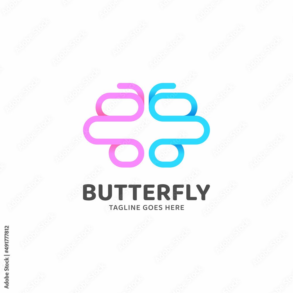 Vector Logo Illustration Butterfly Gradient Line Art Style. Vector Logo Illustration Butterfly Gradient Line Art Style.