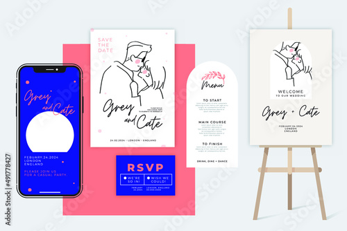 save the date invitation card set minimal design