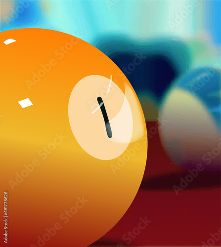 Billiard Pool ball one yellow close up vector illustration
