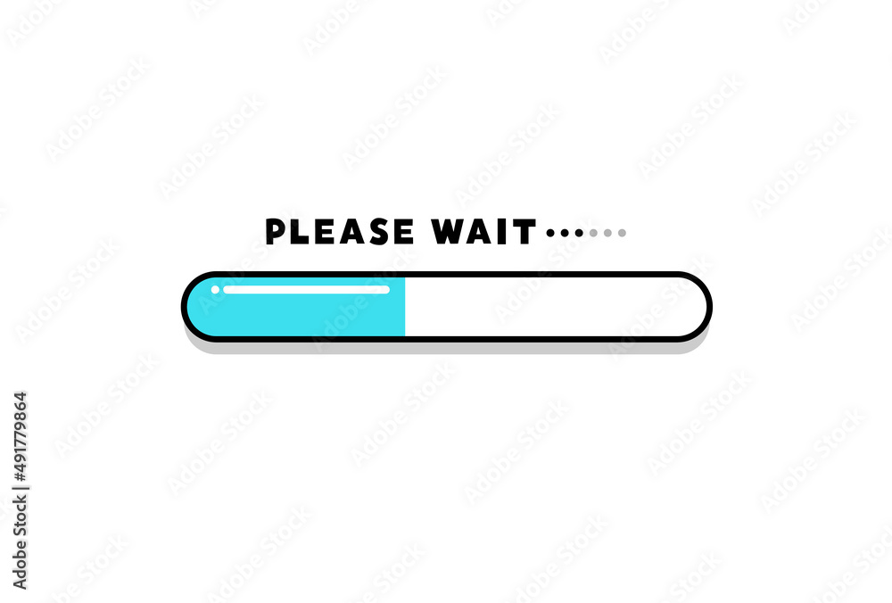 PLEASE WAITの文字と45%進捗しているプログレスバー - 準備中・進行中のイメージ素材 PLEASE WAITの文字と45%進捗しているプログレスバー - 準備中・進行中のイメージ素材