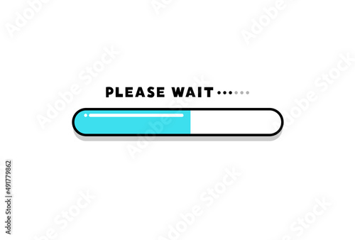 PLEASE WAITの文字と65％進捗しているプログレスバー - 準備中・進行中のイメージ素材