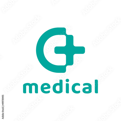 letter C with medical plus logo design