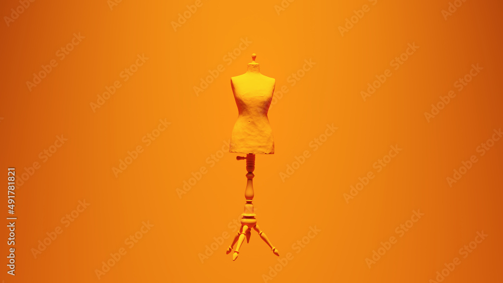 Orange Judy Dressmakers Dress Form Mannequin with Orange Background 3d illustration render