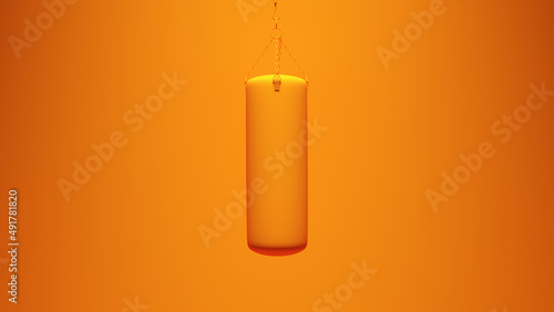 Orange Punching Bag with Orange Background 3d illustration render photo