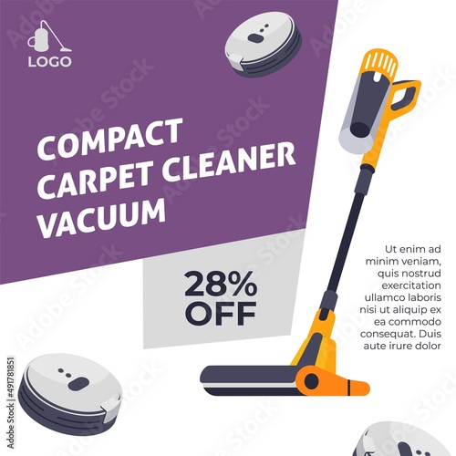 Compact carpet cleaner vacuum, price off banner