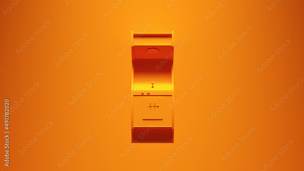 Orange Arcade Machine with Vibrant Orange Background 3d illustration render Orange Arcade Machine with Vibrant Orange Background 3d illustration render
