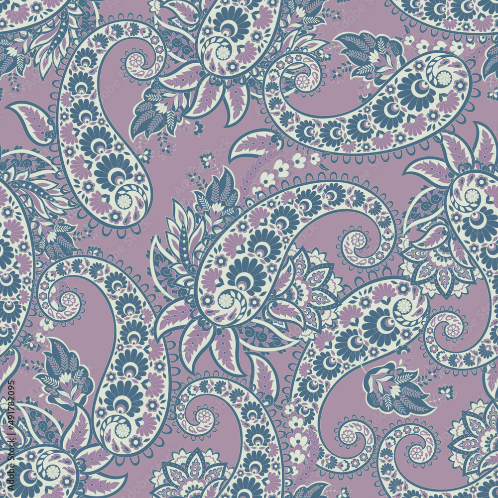 Paisley seamless vector pattern. Vintage background in batik style