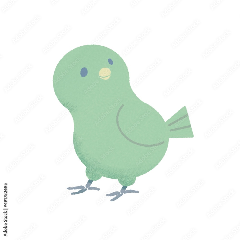 パステルカラーで優しい色合いの小鳥イラスト(緑) パステルカラーで優しい色合いの小鳥イラスト(緑)