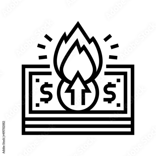dollar inflation line icon vector. dollar inflation sign. isolated contour symbol black illustration