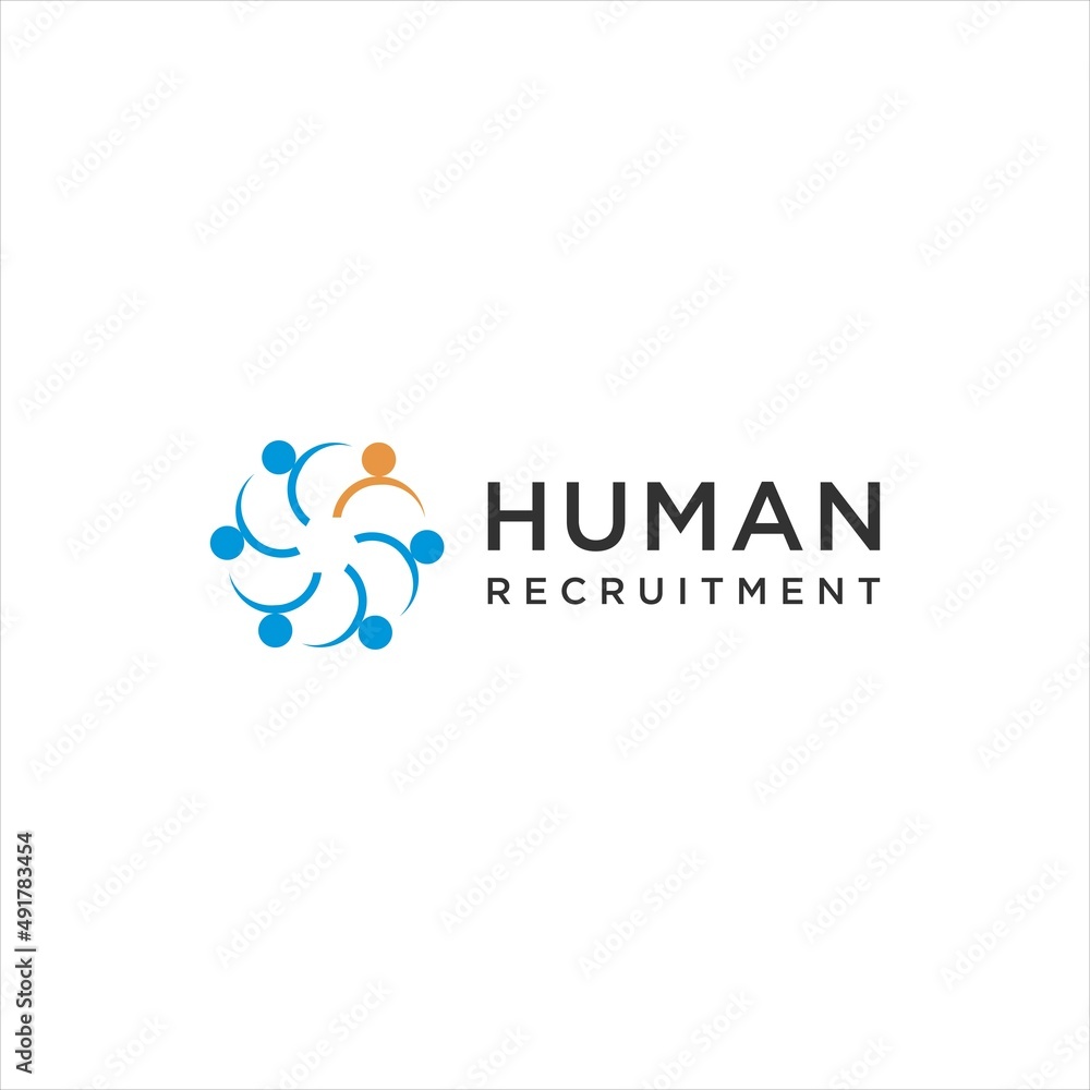 Fototapeta premium human recruitment logo, teamwork vector logotype