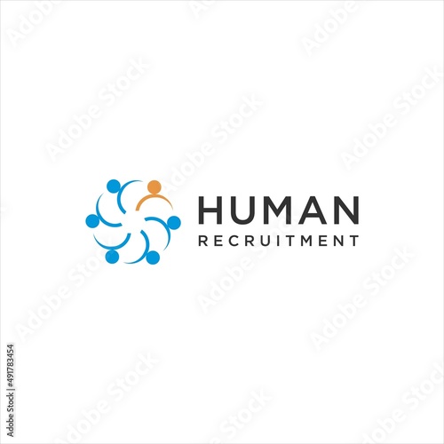 human recruitment  logo, teamwork vector logotype