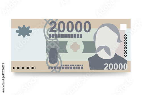 Hungarian Forint Vector Illustration. Hungary money set bundle banknotes. Paper money 20000 HUF. Flat style. Isolated on white background. Simple minimal design.