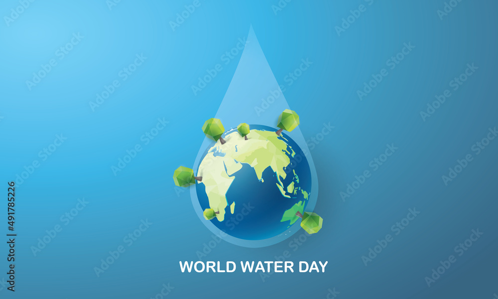 world water day on 22 march vector illustation blue background and ...