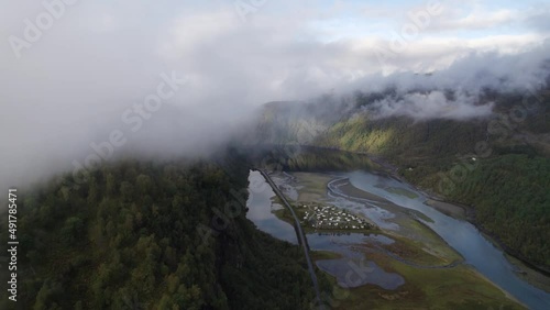 Mountains in Norway covered partly in clouds