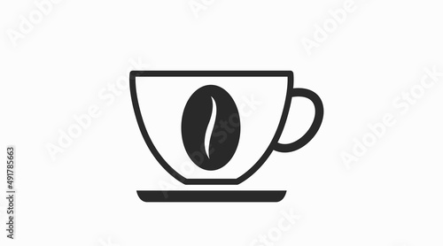 Coffe Cup Icon. Vector isolated editable illustration of a coffee cup and a coffee bean