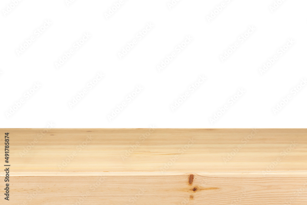 wooden table on the floor white background