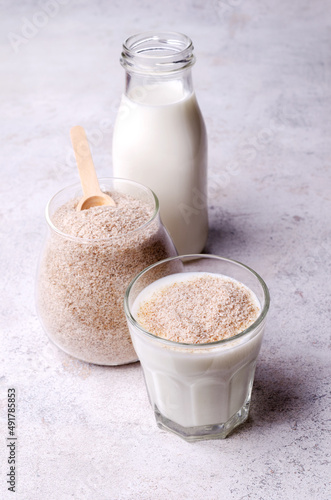 Brown psyllium with yogurt photo