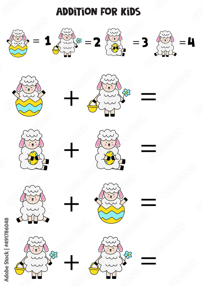Obraz premium Addition for kids with different Easter sheep.