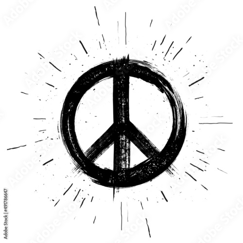 Billede på lærred Handdrawn Peace Sign On White Background