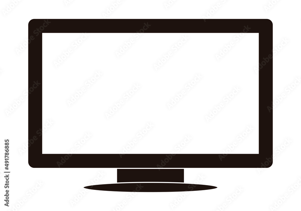 Icono negro de una pantalla en fondo blanco. Icono negro de una pantalla en fondo blanco.