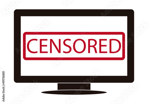 Icono negro de pantalla con sello de censurado.