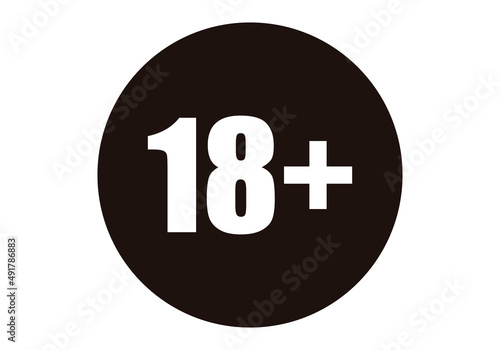Icono negro de 18 + contenido para adultos. photo